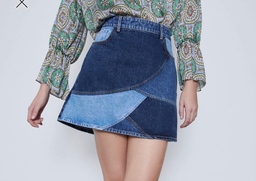 Social Falda denim patchwork