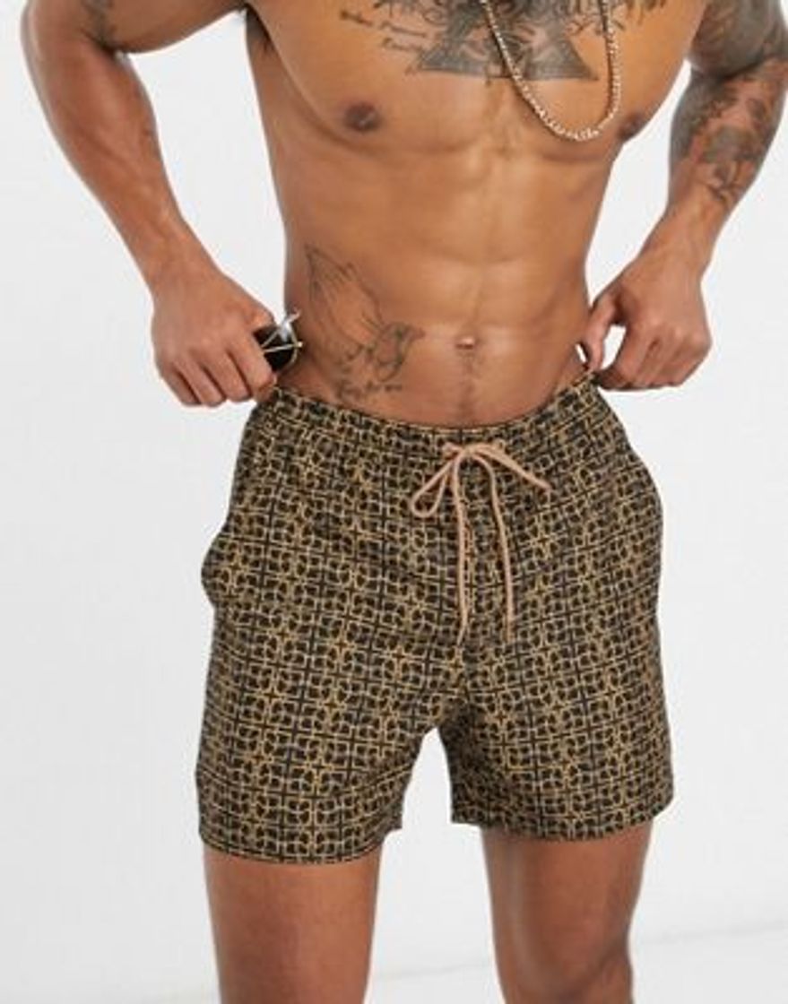 Fashion South Beach swim shorts in gold mosaic print | ASOS