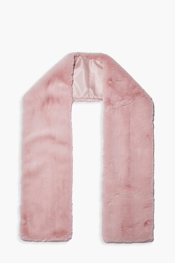 Bufanda larga de pelo rosa