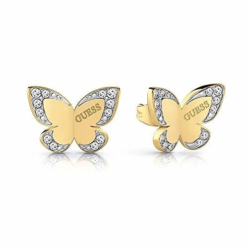 Social Pendientes Guess Love Butterfly acero inoxidable quirúrgico logo chapados oro UBE78011 [AC1127]