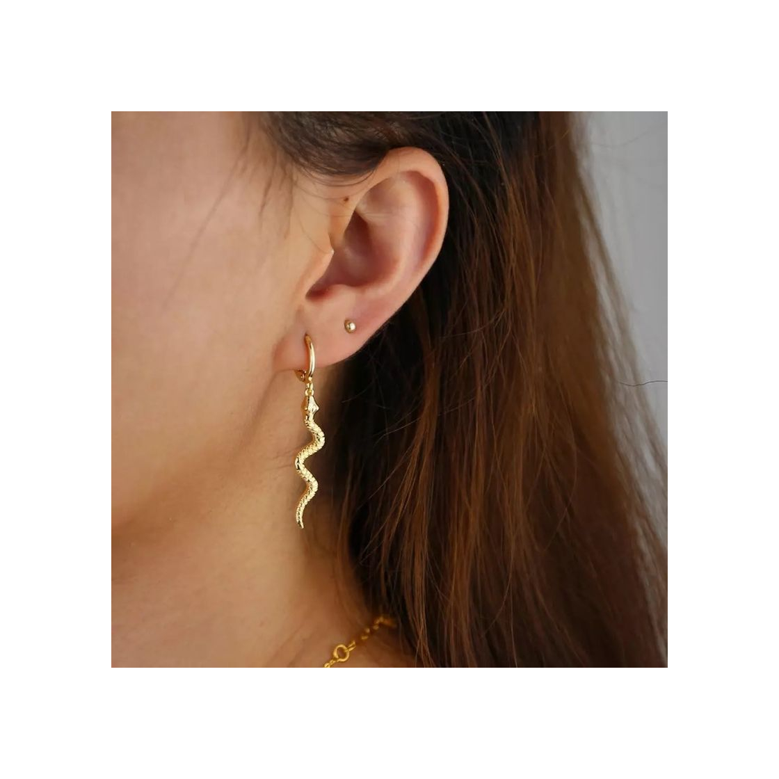 Product Pendientes acero inox oro 18k serpiente