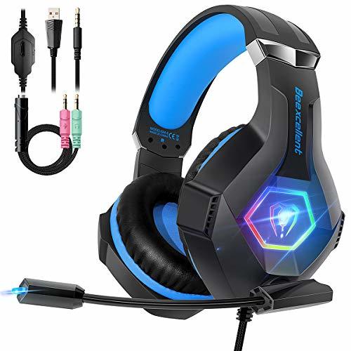 Social Beexcellent Cascos PS4 con Micrófono Flexible para Xbox One PC Nintendo PS4