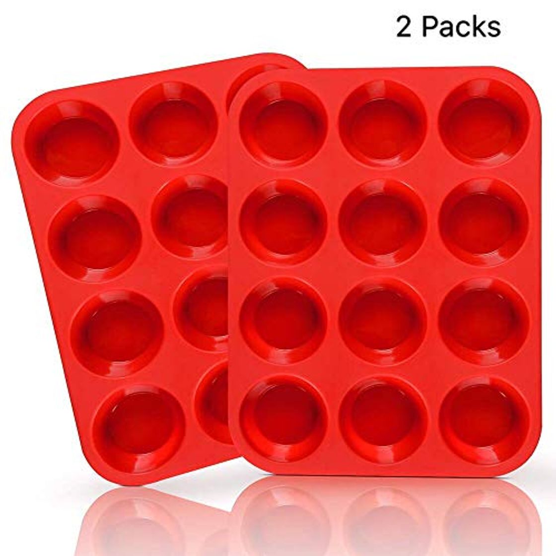 Producto EEM de 12 Taza Muffin Cupcake Back de Silicona Rojo tabletts Sartenes