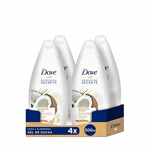 Social Dove Gel De Ducha Coco y Almendras - 4 Paquetes de 500