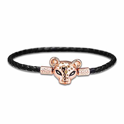 Social FINLN 20.5cm Pulsera Pulsera de Cuero de Princesa de león para Mujer Pulseira Feminina Masculina Plata 925 Joyas