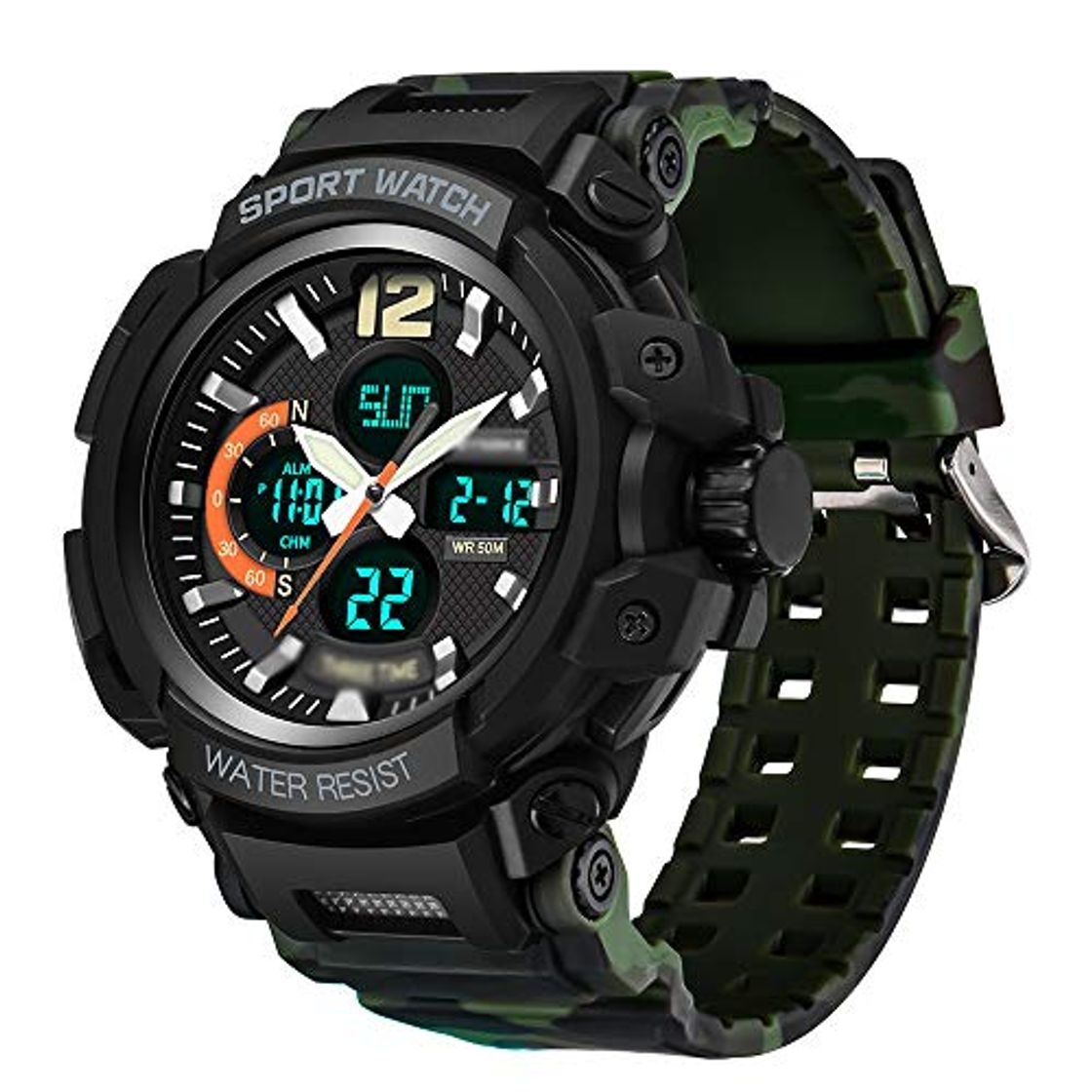 Products RHJK Deportes Relojes Militares Impermeables para Hombres, Relojes electrónicos, Moda de Camuflaje,