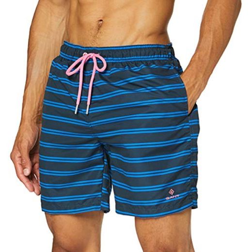 GANT Double Breton Swim Shorts Long Cut Pantalones Cortos, Azul