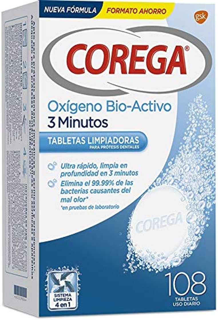 Corega Oxígeno Bio-Activo 3 Minutos Tabletas Limpiadoras para Prótesis Dentales