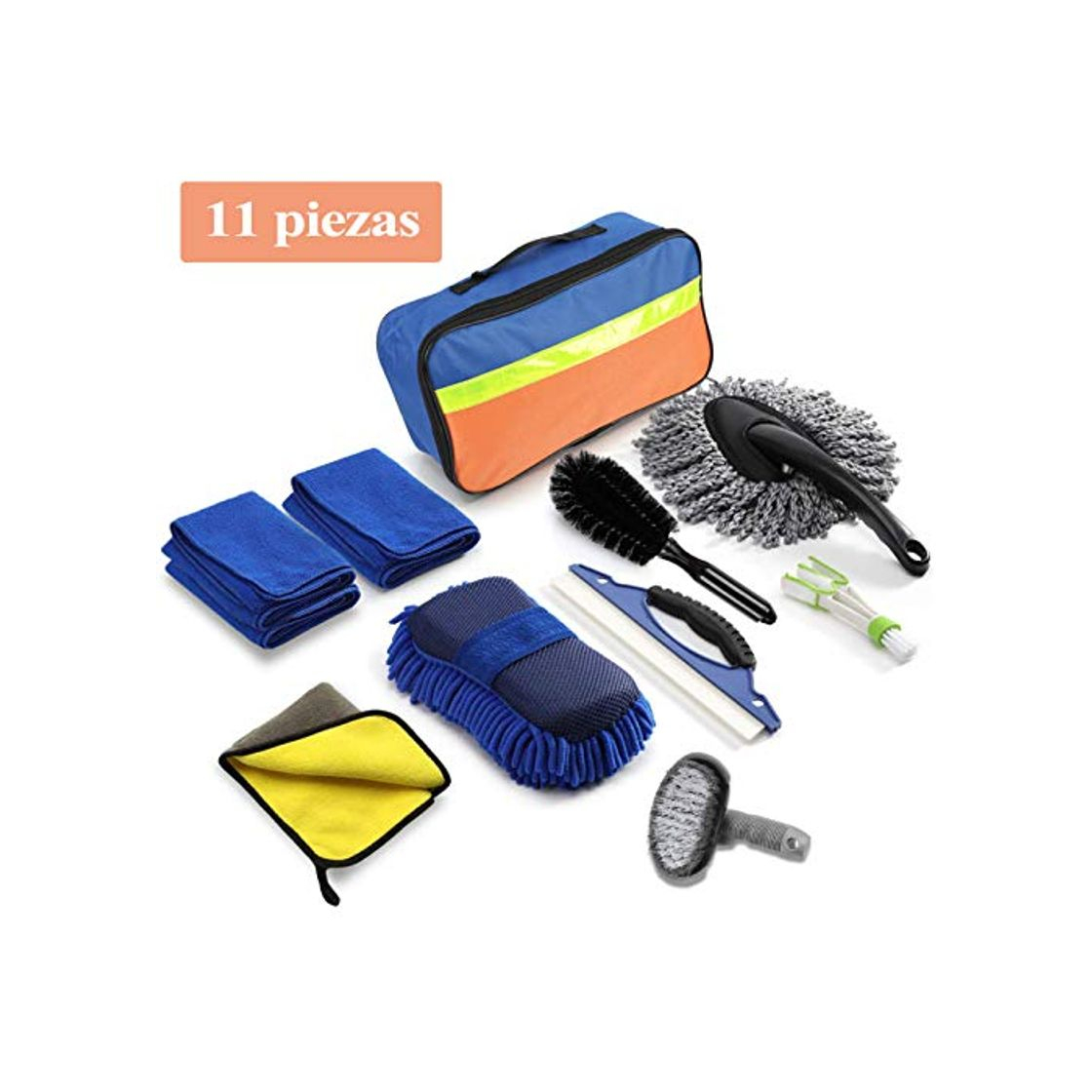 Productos Kit Limpieza Coche 11 Piezas, Set Limpieza Coche, Kit de Herramientas de