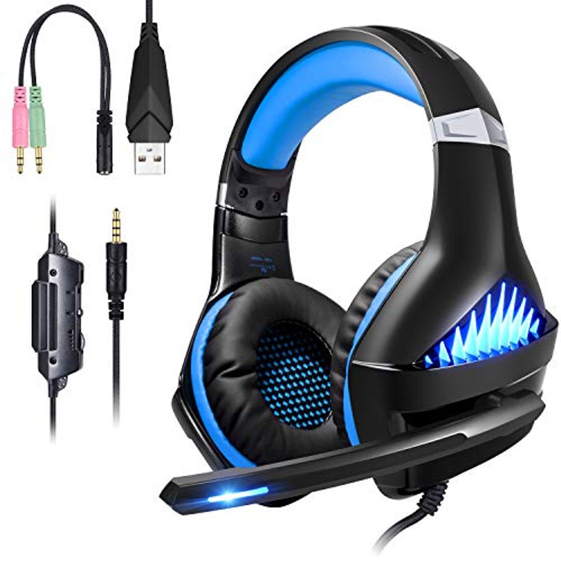 Producto ShinePick Cascos Gaming PS4,Auriculares PS4 con Micrófono Luz LED Auriculares con Cable