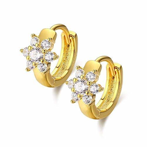 Producto Simplicidad con Estilo Pendientes Cute 925 Silver Gold Color Flower Circle Small