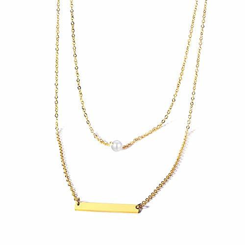 Social GVDHB Collar De Perlas Colgante De Barra Cadenas Largas Dobles Charm Colares