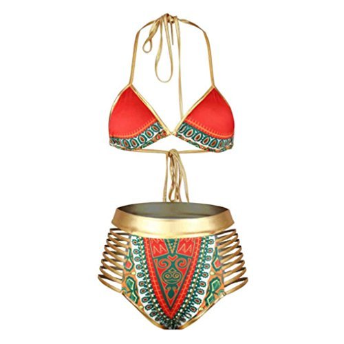 Social SHOBDW Mujer Africano de impresión Vintage Estilo étnico Bikini Conjunto de Traje