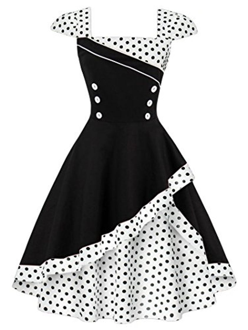 Producto VERNASSA Vestido de Lunares Rockabilly para Mujer Vestido de cóctel de Fiesta