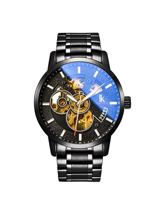 Products Alienwork Reloj Mecánico Automático Relojes Automáticos Hombre Mujer Acero Inoxidable Negro Analógicos