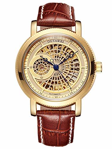 Products Alienwork Reloj Mecánico Automático Relojes Automáticos Hombre Mujer Piel de Vaca marrón