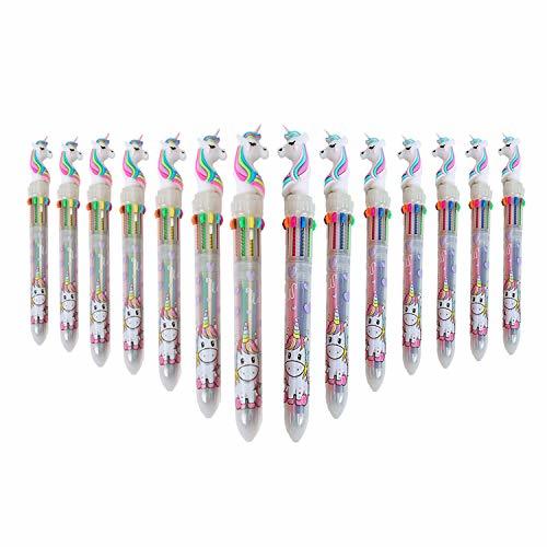 SUNSHINETEK Bolígrafos de unicornio de 10 colores en 1 color 14 piezas