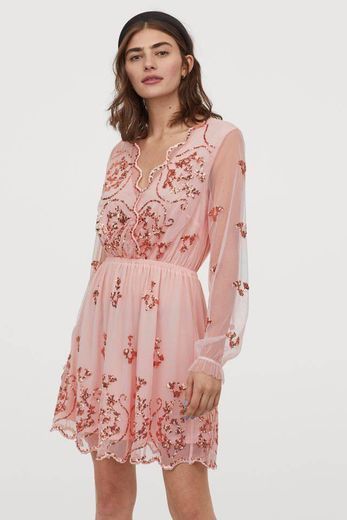Social Vestido rosa com brilhos -H&M