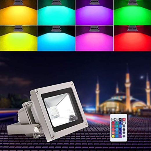 Blinngo 10W RGB Foco LED Proyector de Exterior impermeable IP65 LED Foco de Colores Adaptado para Decoración de Jardín Parque Hotel Terraza