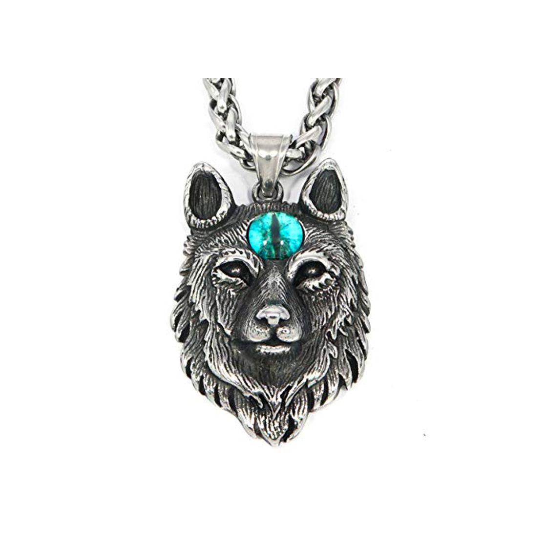 Moda Gungneer Nórdico Viking Cabeza de Lobo Fenrir Espíritu Nórdico Animal Espíritu Nórdico Cadena Collar de Acero Inoxidable para Hombres Mujeres