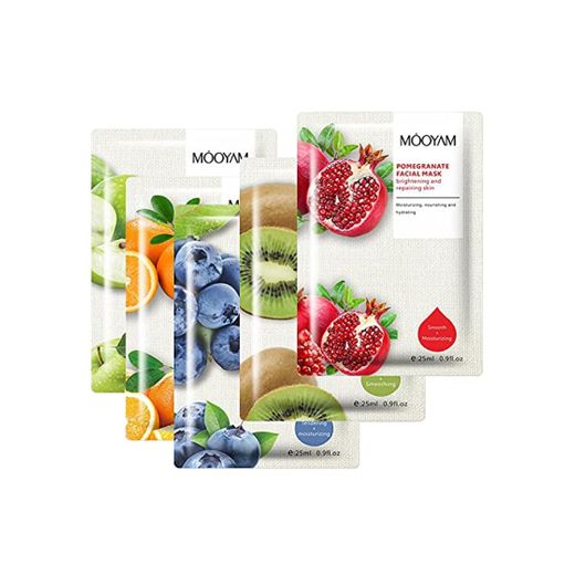 Pack 5 Mascarillas Hidratantes Revitalizantes Nutritivas Relajante, Extracto de Frutas