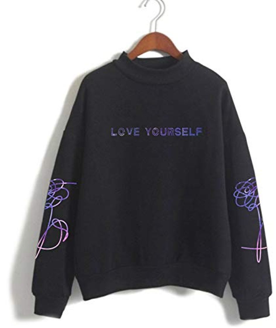 Producto SIMYJOY Mujere Korea Pop Fans Estrellado Sudaderas Love Yourself Niñas Cool Casual Linda Jersey Loose Fitting Top Negro XS