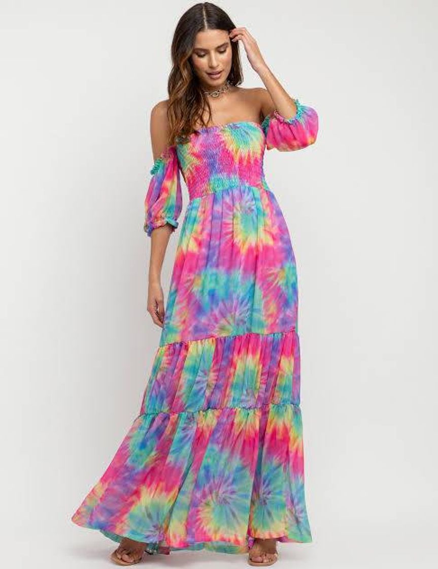 Fashion Vestido longo Tiedye