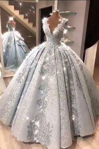 Vestido Prata com brilho e renda