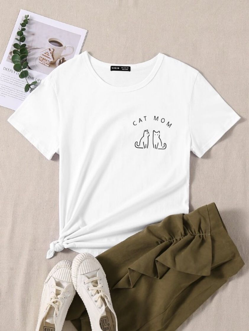 Moda Camiseta cat mom