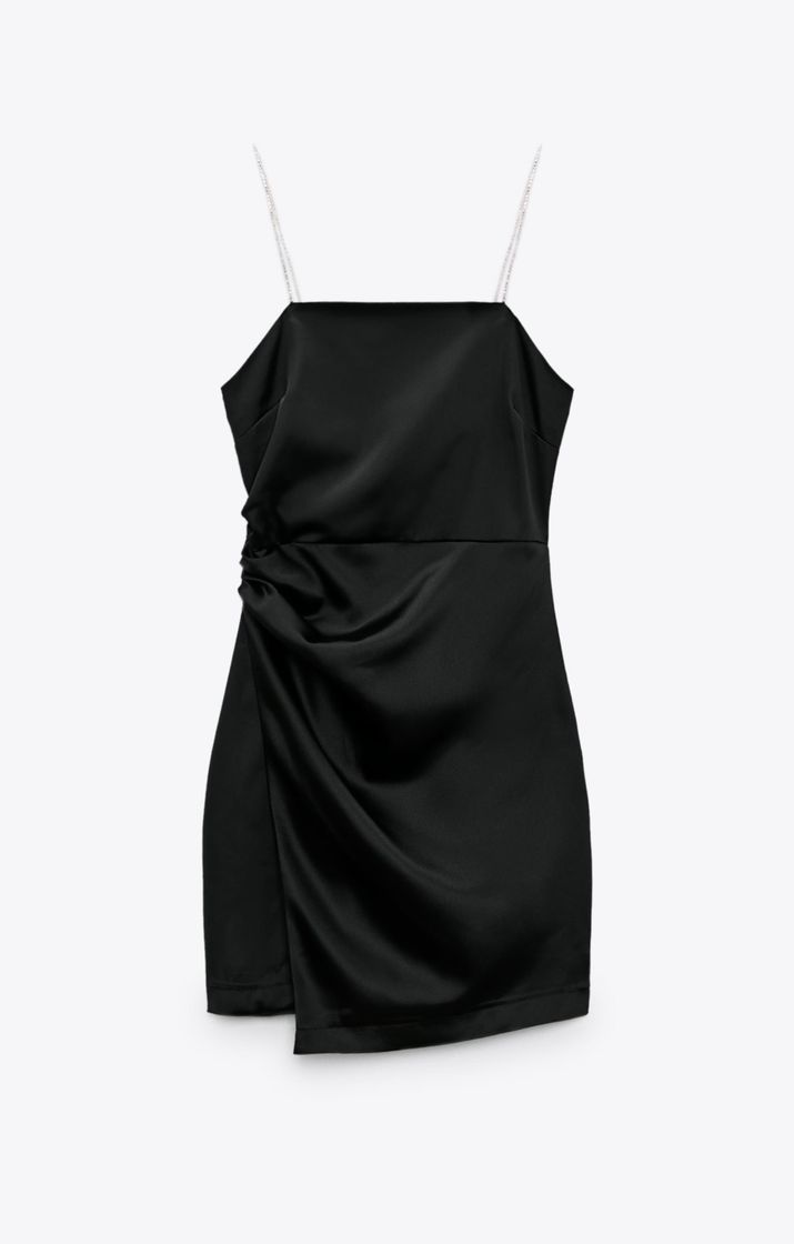 Moda SHOULDER PAD DRAPED DRESS - Black