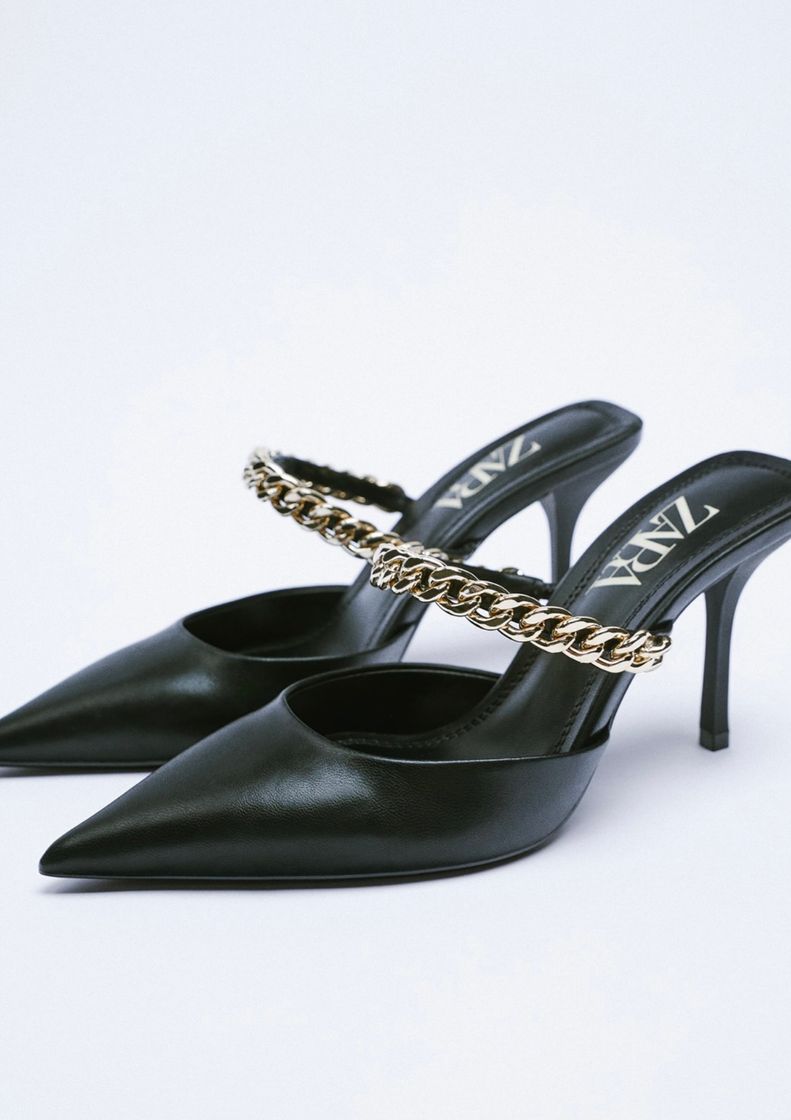 Moda CHAIN DETAIL HEELED MULES - Black