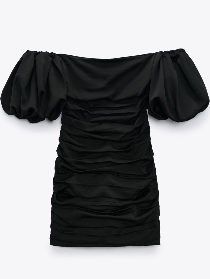 Moda SHORT DRESS WITH RUCHING - Black