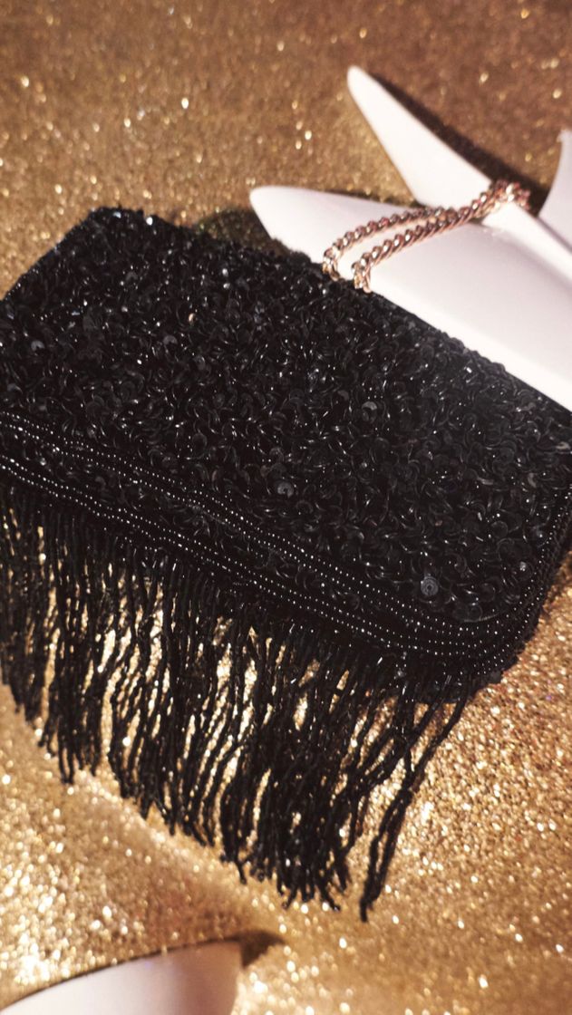 Moda FRINGED SEQUIN CROSSBODY BAG - Gold