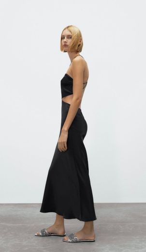 SILK CUT OUT DRESS - Black