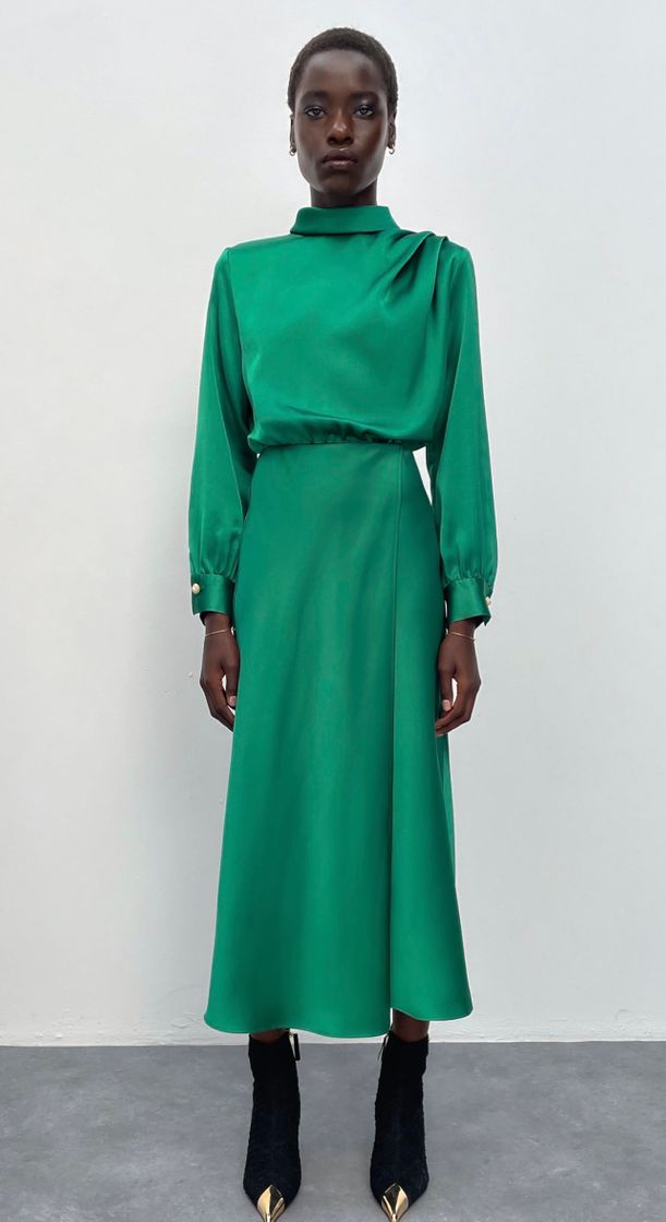 Moda SATIN EFFECT MIDI DRESS - Green