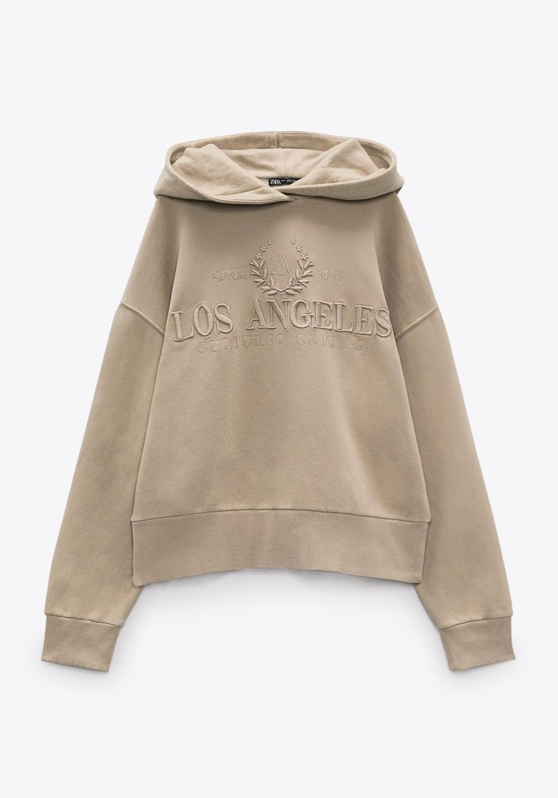 Fashion EMBROIDERED HOODED SWEATSHIRT - Light camel