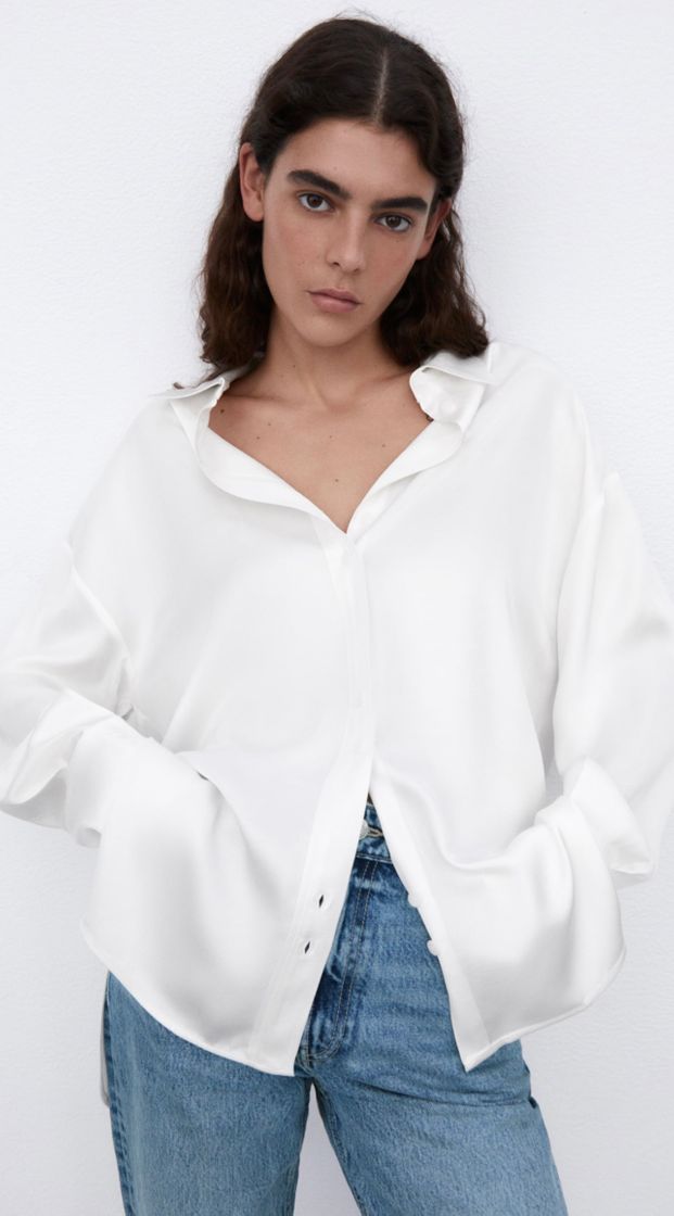 Fashion Camisa oversize satinada