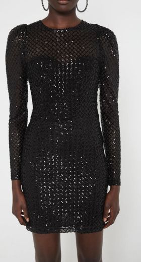 SHORT SEQUIN DRESS - Black