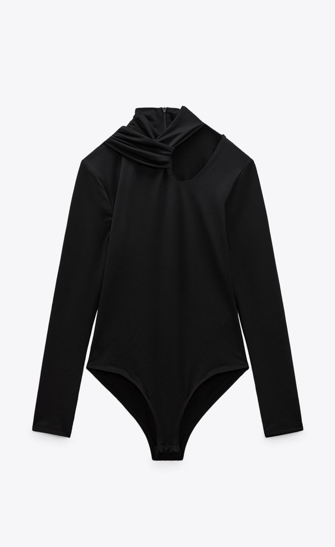 Moda CUT OUT BODYSUIT WITH KNOT - Black