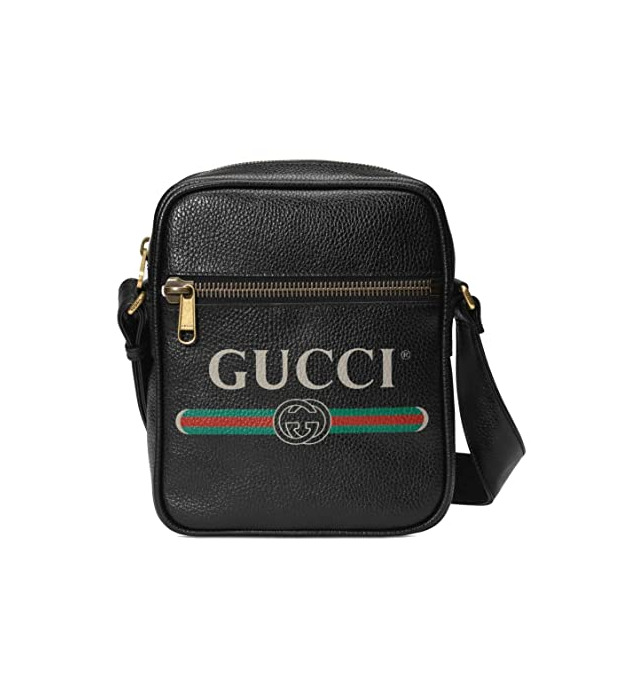 Producto Gucci Logo Signature Print Side Messenger Bandolera cruzada de cuero negro Italia