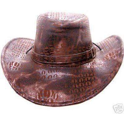 Sombrero de vaquero marrón Snake de piel para adultos