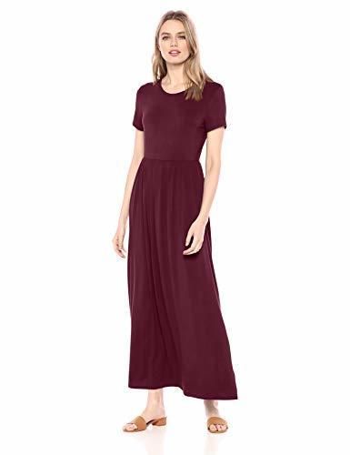 Amazon Essentials – Vestido largo de manga corta con cintura ceñida para