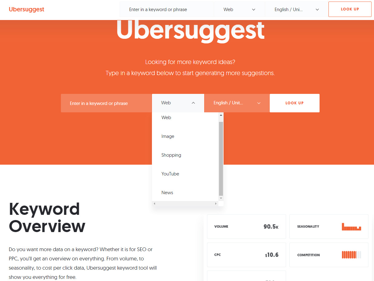 Moda Ubersuggest's Free Keyword Tool, Generate More Suggestions