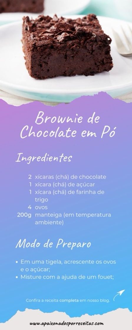 Fashion Quem aí gosta de Brownie? Eu amoooooo