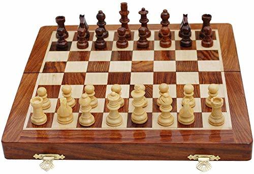 Product BEST Chess Handmade Magnetic Wooden Folding Chess Board with Extra Queens &