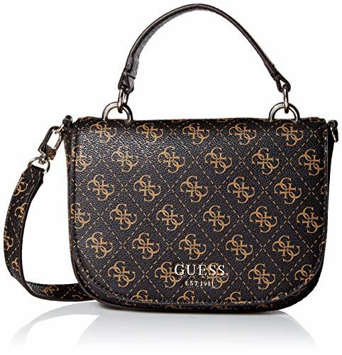 Product Guess Logo Rock Mini Crossbody Flap, bolso bandolera para Mujer, Marrón