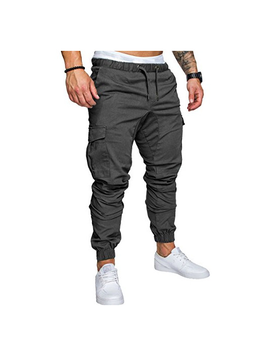 Product SOMTHRON Hombre Cinturón de cintura elástico Pantalones de chándal de algodón largo