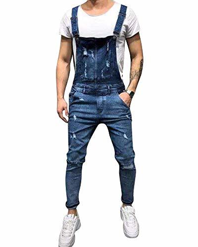 Place AnyuA Hombres Mono Pantalones Rotos Vaqueros Hippie Overol de Mezclilla Deportivos con