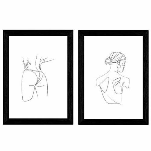 Nacnic Set de 2 láminas de Dibujos con un Solo Trazo Mujer
