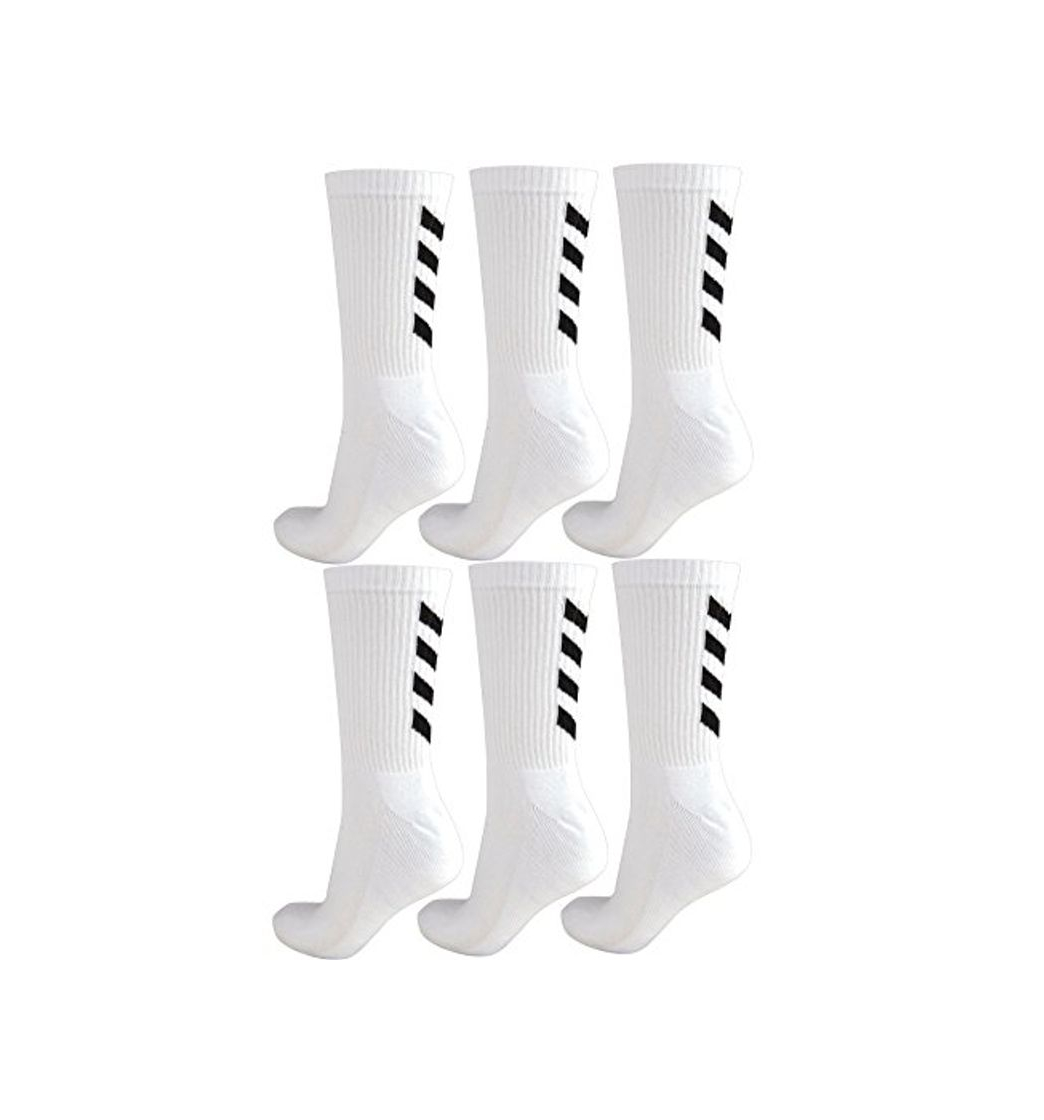Social Hummel – Juego de 6 pares de calcetines unisex, color negro/blanco, con